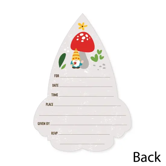 Big Dot of Happiness Garden Gnomes - Shaped Fill-In Invitations - Forest Gnome Party Invitation Cards with Envelopes - Set of 12 {6}
