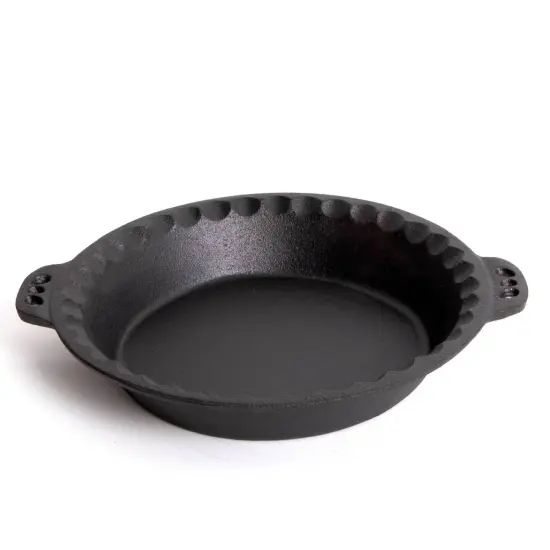 Lehman's Extra Deep Pie Pan, Pre-Seasoned Cast Iron Bakeware with Crimped Edges and Handles, 10.25 inches {7}