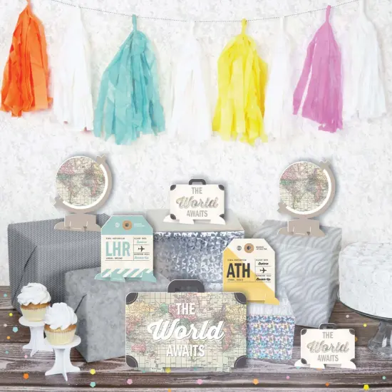 Big Dot of Happiness World Awaits - Travel Themed Party Centerpiece Table Decorations - Tabletop Standups - 7 Pieces {4}