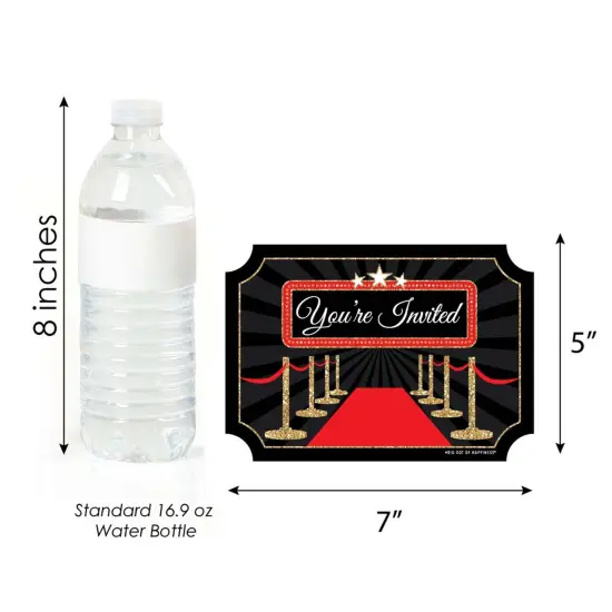 Big Dot of Happiness Red Carpet - Shaped Fill-in Invitations - Movie Night Party Invitation Cards with Envelopes - Set of 12 {6}