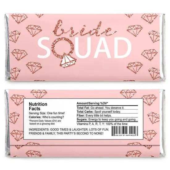 Big Dot of Happiness Bride Squad - Candy Bar Wrapper Rose Gold Bridal Shower or Bachelorette Party Favors - Set of 24 {3}