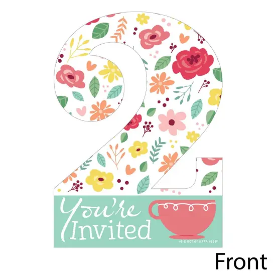 Big Dot of Happiness 2nd Birthday Tea for Two - Shaped Fill-in Invitations - Garden Second Birthday Party Invitation Cards with Envelopes - Set of 12 {4}