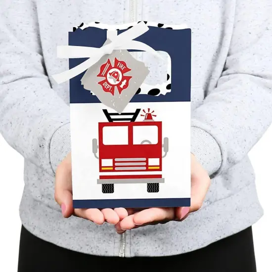 Big Dot of Happiness Fired Up Fire Truck - Firefighter Firetruck Baby Shower or Birthday Party Favor Boxes - Set of 12 {6}