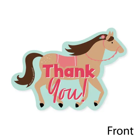 Big Dot of Happiness Run Wild Horses - Shaped Thank You Cards - Pony Birthday Party Thank You Note Cards with Envelopes - Set of 12 {4}