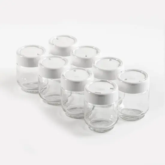 Euro Cuisine GY2640 Glass 6 Oz Yogurt Jars for Homemade Yogurt 8 Jars {1}