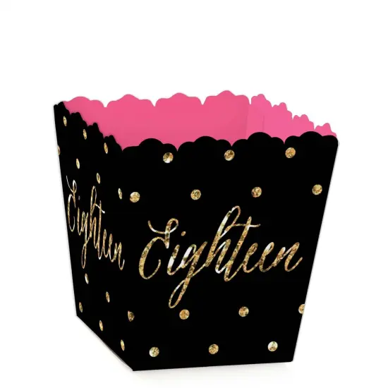 Big Dot of Happiness Chic 18th Birthday - Pink, Black and Gold - Party Mini Favor Boxes - Birthday Party Treat Candy Boxes - Set of 12 {1}