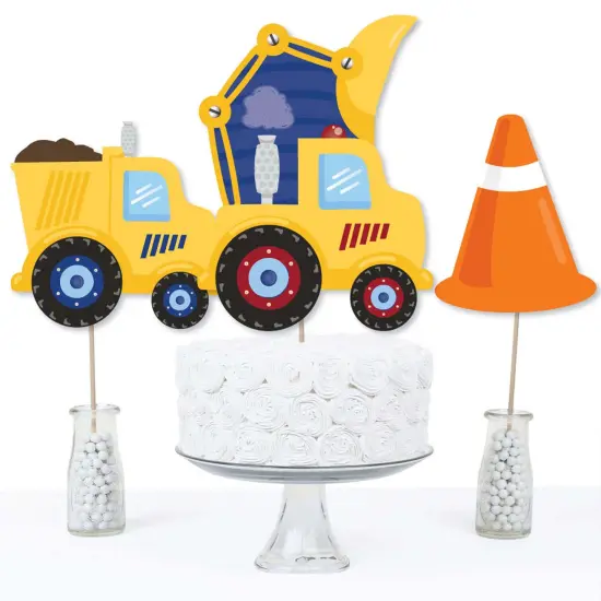 Big Dot of Happiness Construction Truck - Baby Shower or Birthday Party Centerpiece Sticks - Table Toppers - Set of 15 {4}