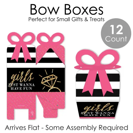 Big Dot of Happiness Girls Night Out - Square Favor Gift Boxes - Bachelorette Party Bow Boxes - Set of 12 {7}