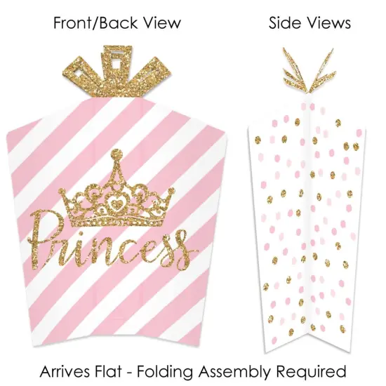 Big Dot of Happiness Little Princess Crown - Table Decorations - Pink Princess Baby Shower or Birthday Party Fold and Flare Centerpieces - 10 Count {3}