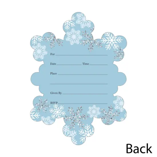 Big Dot of Happiness Winter Wonderland - Shaped Fill-in Invites - Snowflake Holiday Party and Winter Wedding Invites Cards with Envelopes - Set of 12 {4}