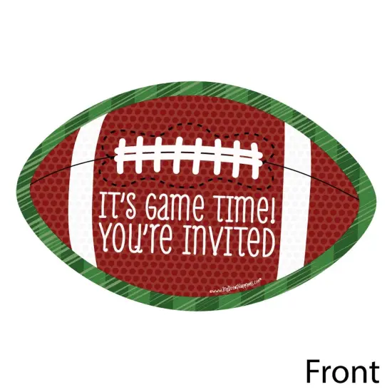 Big Dot of Happiness End Zone - Football - Shaped Fill-in Invitations - Baby Shower or Birthday Party Invitation Cards with Envelopes - Set of 12 {3}