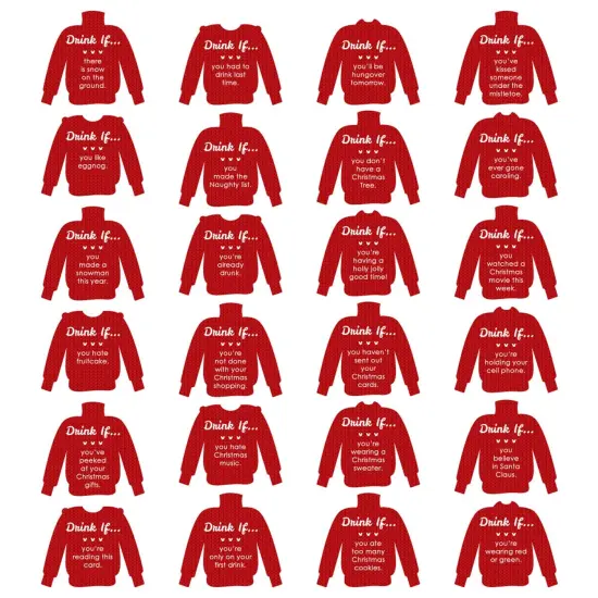 Big Dot of Happiness Drink If Game - Ugly Sweater - Christmas and Holiday Party Game - 24 Count {4}