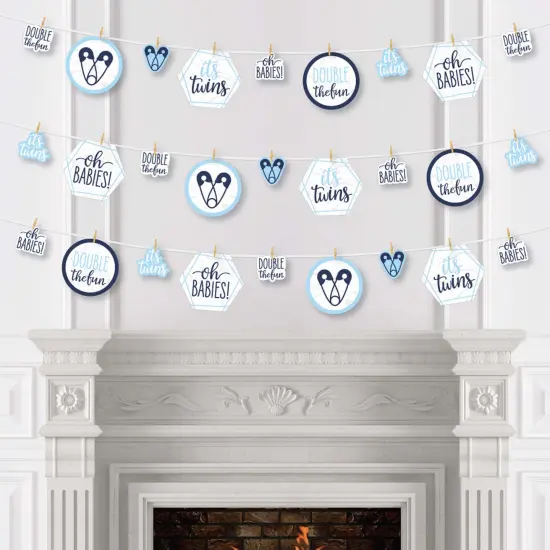 Big Dot of Happiness It's Twin Boys - Blue Twins Baby Shower DIY Decorations - Clothespin Garland Banner - 44 Pieces {4}
