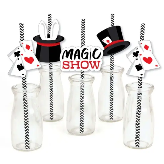 Big Dot of Happiness Ta-Da, Magic Show - Paper Straw Decor - Magical Birthday Party Striped Decorative Straws - Set of 24 {1}
