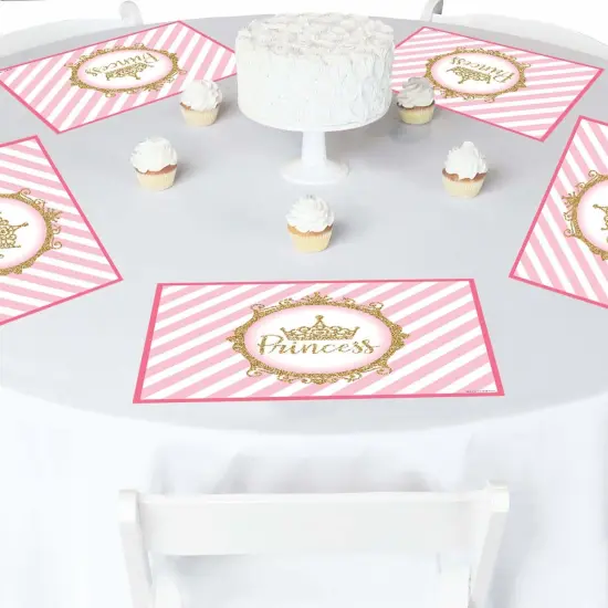 Big Dot of Happiness Little Princess Crown - Party Table Decorations - Pink and Gold Princess Baby Shower or Birthday Party Placemats - Set of 16 {3}