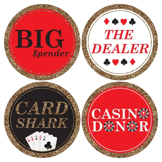 Big Dot of Happiness Las Vegas - Casino Party Funny Name Tags - Party Badges Sticker Set of 12 {4}