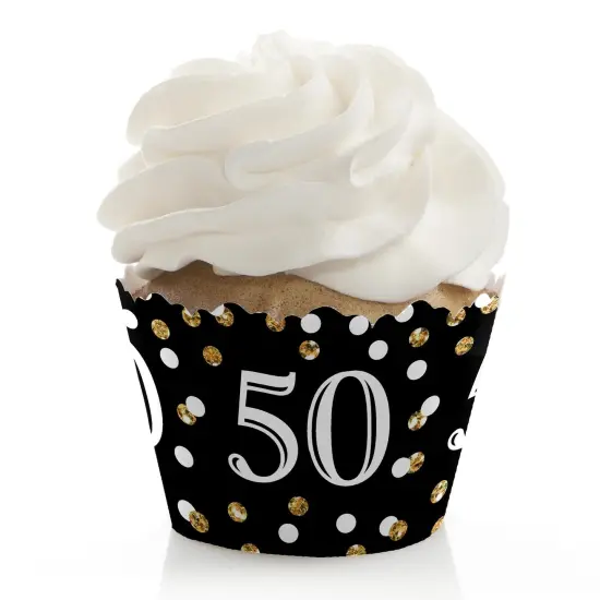 Big Dot of Happiness Adult 50th Birthday - Gold - Birthday Party Decorations - Party Cupcake Wrappers - Set of 12 {1}