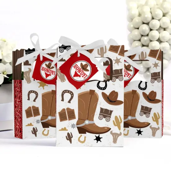 Big Dot of Happiness Western Hoedown - Wild West Cowboy Party Favor Boxes - Set of 12 {4}