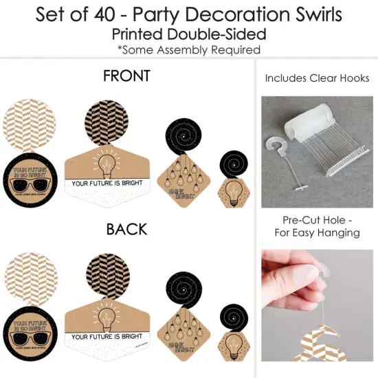 Big Dot of Happiness Bright Future - Graduation Decorations Hanging Swirls - Set of 40 {7}