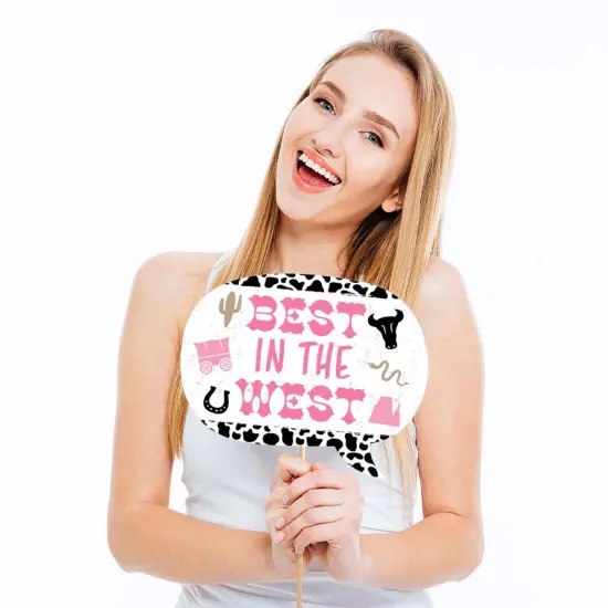 Big Dot of Happiness Pink Western Hoedown - Cowgirl Horse Party Photo Booth Props Kit - 20 Count {4}