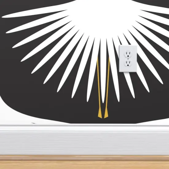 Pre-Pasted Wallpaper 2FT Wide Art Deco Crane White Black Bird Geometric Feather Elegant Swan Custom Pre-pasted Wallpaper by Spoonflower {5}