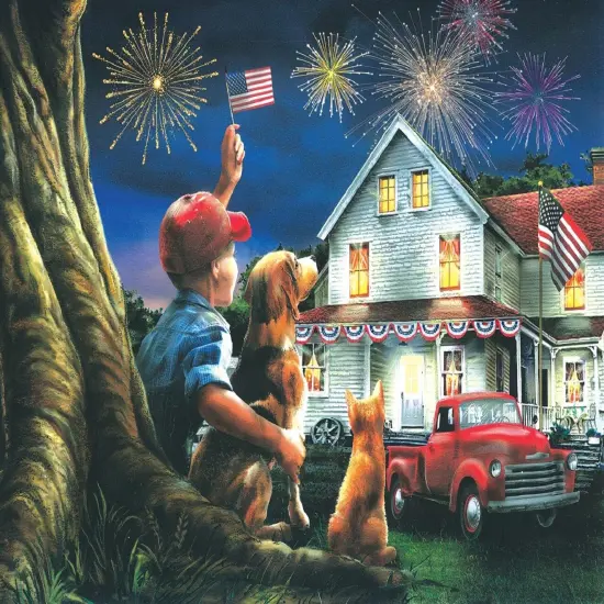 Sunsout God Bless the USA 300 pc Fourth of July Jigsaw Puzzle 28794 {1}