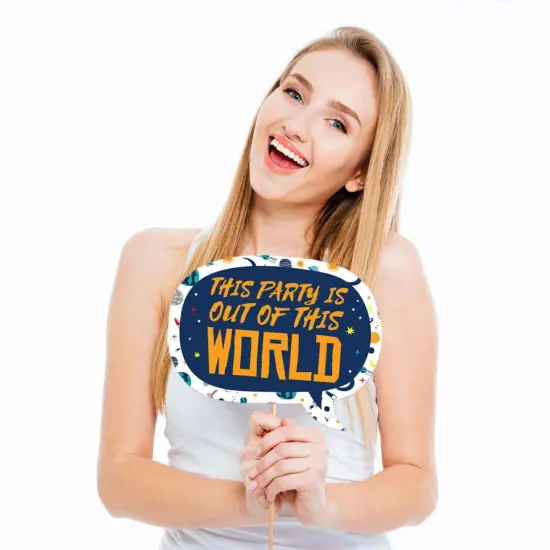 Big Dot of Happiness Funny Blast Off to Outer Space - Rocket Ship Baby Shower or Birthday Party Photo Booth Props Kit - 10 Piece {3}