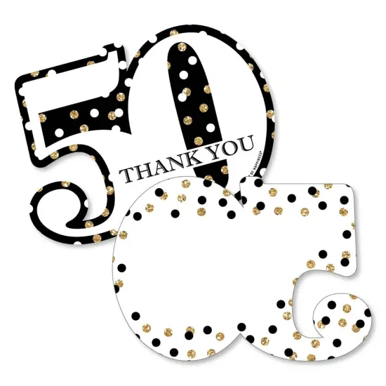 Big Dot of Happiness Adult 50th Birthday - Gold - Shaped Thank You Cards - Birthday Party Thank You Note Cards with Envelopes - Set of 12 {1}