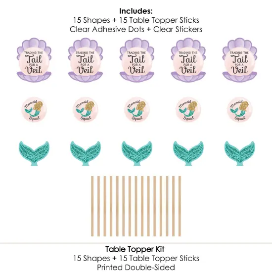 Big Dot of Happiness Trading The Tail for A Veil - Mermaid Bachelorette or Bridal Shower Centerpiece Sticks - Table Toppers - Set of 15 {7}