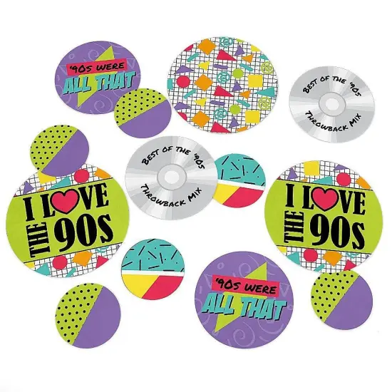 Big Dot of Happiness 90's Throwback - 1990s Party Giant Circle Confetti - Party Decorations - Large Confetti 27 Count {1}