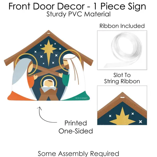 Big Dot of Happiness Holy Nativity - Hanging Porch Manger Scene Religious Christmas Outdoor Decorations - Front Door Decor - 1 Piece Sign {6}