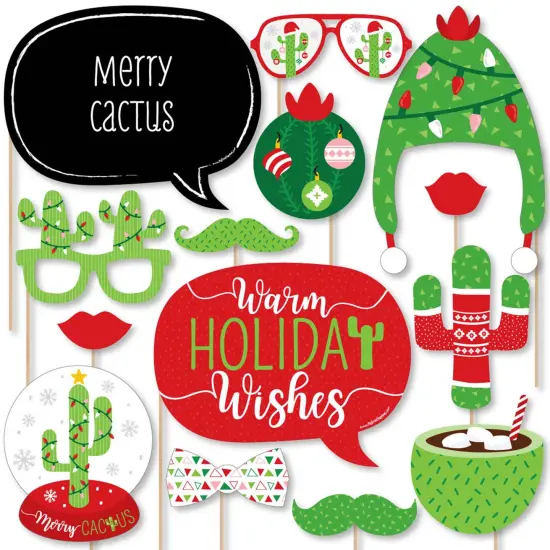 Big Dot of Happiness Merry Cactus - Christmas Cactus Party Photo Booth Props Kit - 20 Count {1}