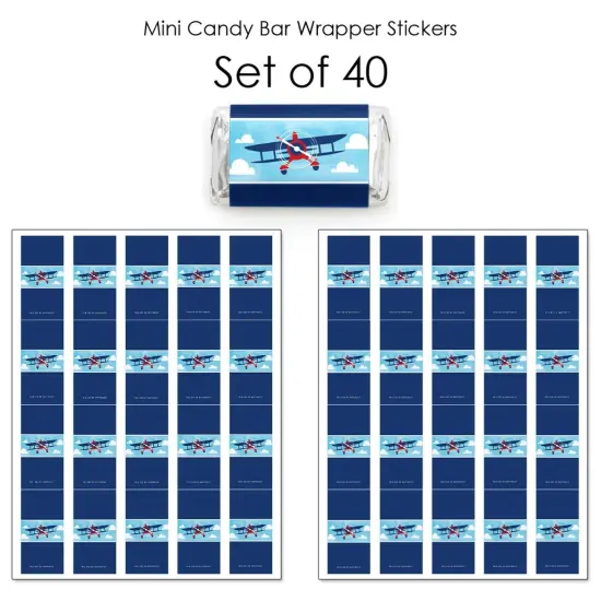 Big Dot of Happiness Taking Flight - Airplane - Mini Candy Bar Wrapper Stickers - Vintage Plane Baby Shower or Birthday Party Small Favors - 40 Count {4}