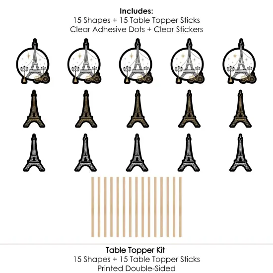 Big Dot of Happiness Stars Over Paris - Parisian Themed Party Centerpiece Sticks - Table Toppers - Set of 15 {7}