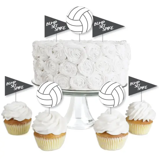Big Dot of Happiness Bump, Set, Spike - Volleyball - Dessert Cupcake Toppers - Baby Shower or Birthday Party Clear Treat Picks - Set of 24 {1}