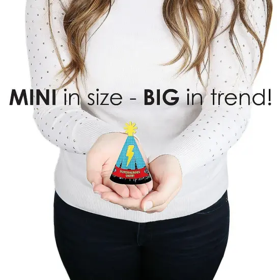 Big Dot of Happiness Bam Superhero - Mini Cone Baby Shower or Birthday Party Hats - Small Little Party Hats - Set of 8 {4}