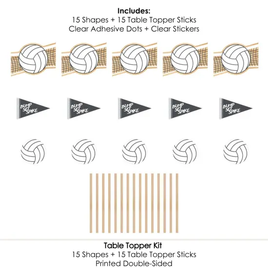 Big Dot of Happiness Bump, Set, Spike - Volleyball - Baby Shower or Birthday Party Centerpiece Sticks - Table Toppers - Set of 15 {7}