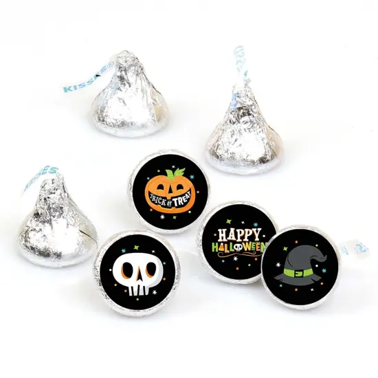 Big Dot of Happiness Jack-O'-Lantern Halloween - Kids Halloween Party Round Candy Sticker Favors - Labels Fits Chocolate Candy (1 sheet of 108) {1}