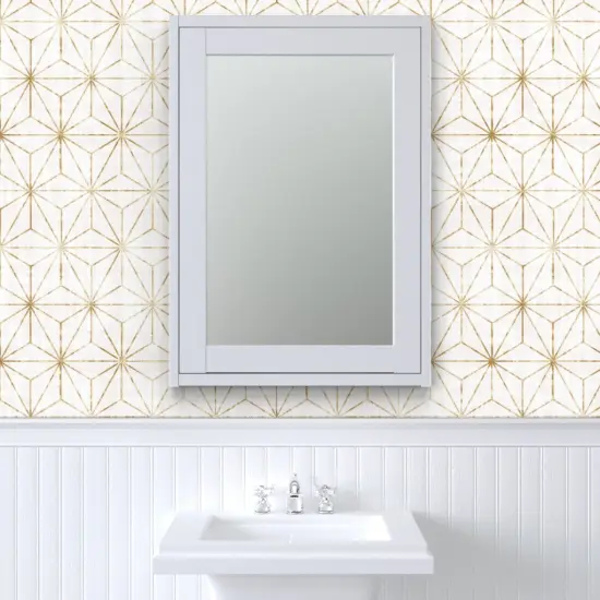 Peel & Stick Wallpaper 2FT Wide Geometric Stars Faux Gold Look Shibori Triangles Boho Abstract Distressed Custom Removable Wallpaper by Spoonflower {6}