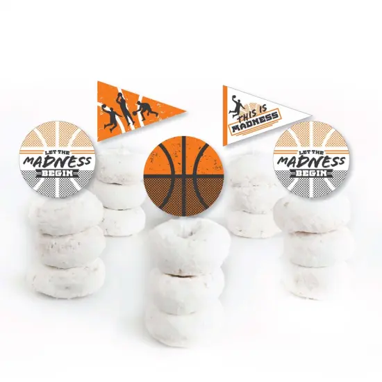 Big Dot of Happiness Basketball - Let the Madness Begin - Dessert Cupcake Toppers - College Basketball Party Clear Treat Picks - Set of 24 {3}