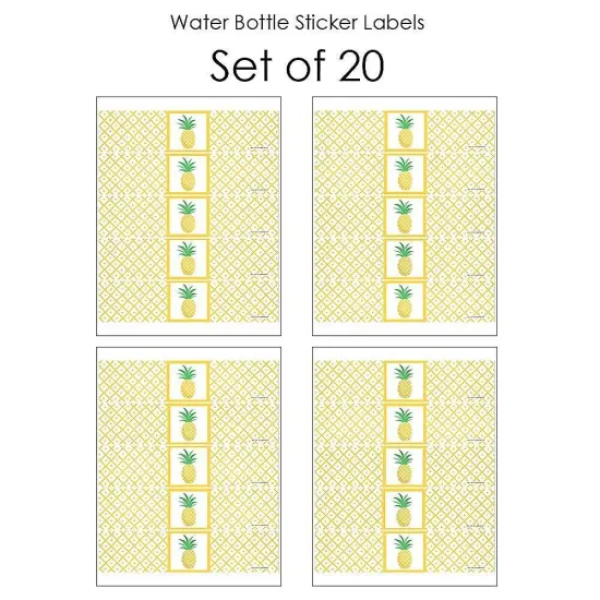 Big Dot of Happiness Tropical Pineapple - Summer Party Water Bottle Sticker Labels - Set of 20 {4}