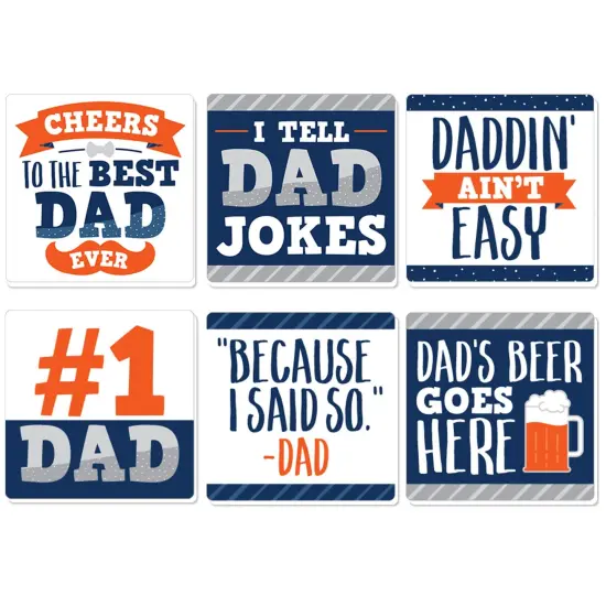 Big Dot of Happiness Happy Father's Day - Funny We Love Dad Party Decorations - Drink Coasters - Set of 6 {1}