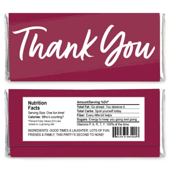 Big Dot of Happiness Burgundy Elegantly Simple - Candy Bar Wrapper Guest Party Favors - Set of 24 {3}