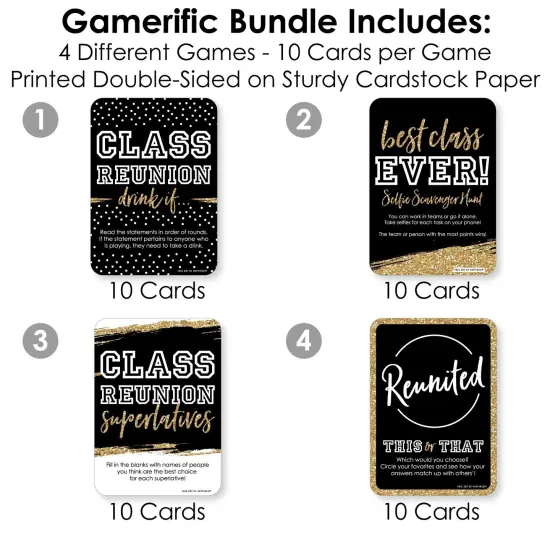 Big Dot of Happiness Reunited - 4 School Class Reunion Party Games - 10 Cards Each - Gamerific Bundle {4}
