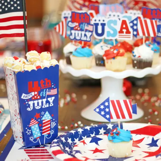 Big Dot of Happiness Firecracker 4th of July - Red, White and Royal Blue Party Favor Popcorn Treat Boxes - Set of 12 {7}
