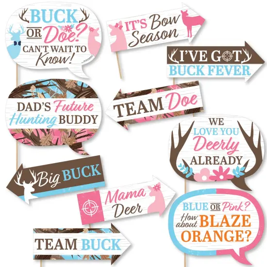Big Dot of Happiness Funny Buck or Doe - Hunting Gender Reveal Party Photo Booth Props Kit - 10 Piece {1}