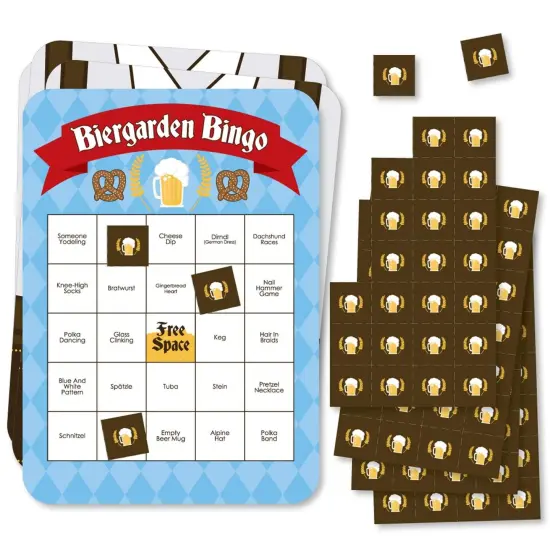 Big Dot of Happiness Oktoberfest - Bar Bingo Cards and Markers - Beer Festival Shaped Bingo Game - Set of 18 {1}