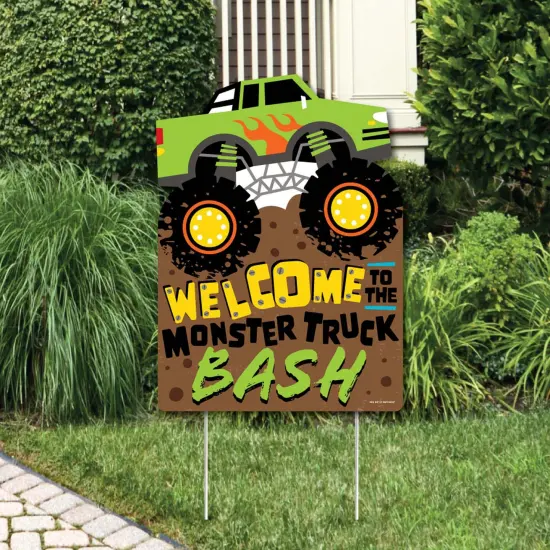 Big Dot of Happiness Smash and Crash - Monster Truck - Party Decorations - Boy Birthday Party Welcome Yard Sign {1}