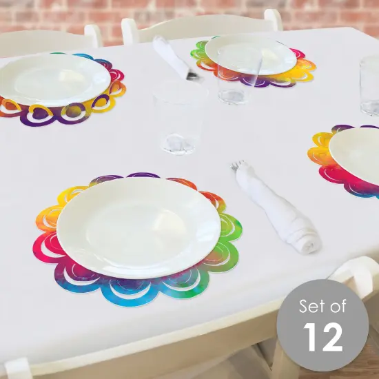 Big Dot of Happiness Holi Hai - Festival of Colors Party Round Table Decorations - Paper Chargers - Place Setting For 12 {3}