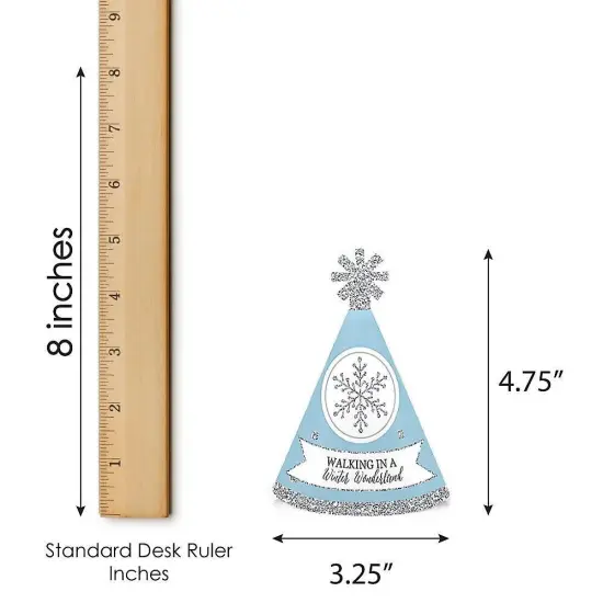 Big Dot of Happiness Winter Wonderland - Mini Cone Snowflake Holiday Party Hats - Small Little Party Hats - Set of 8 {7}